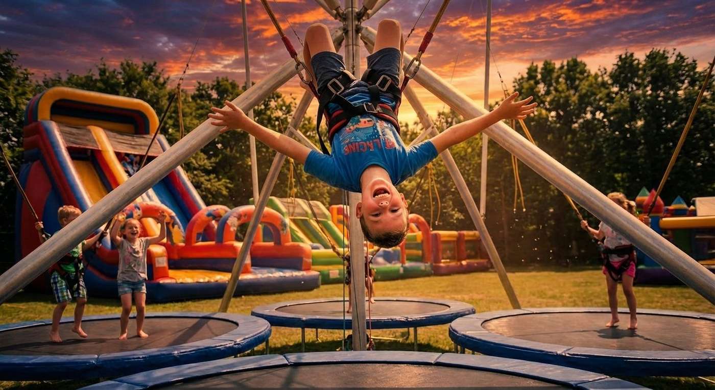 Child in a bungee trampoline