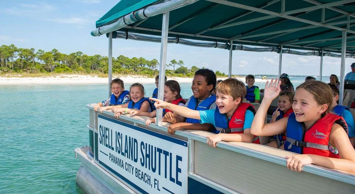 Kids having fun in a shuttle 