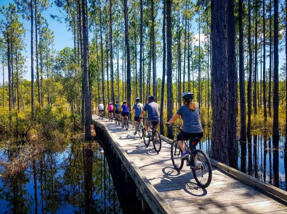 Group of bikers at Panama City Beach Conservation Park Trails