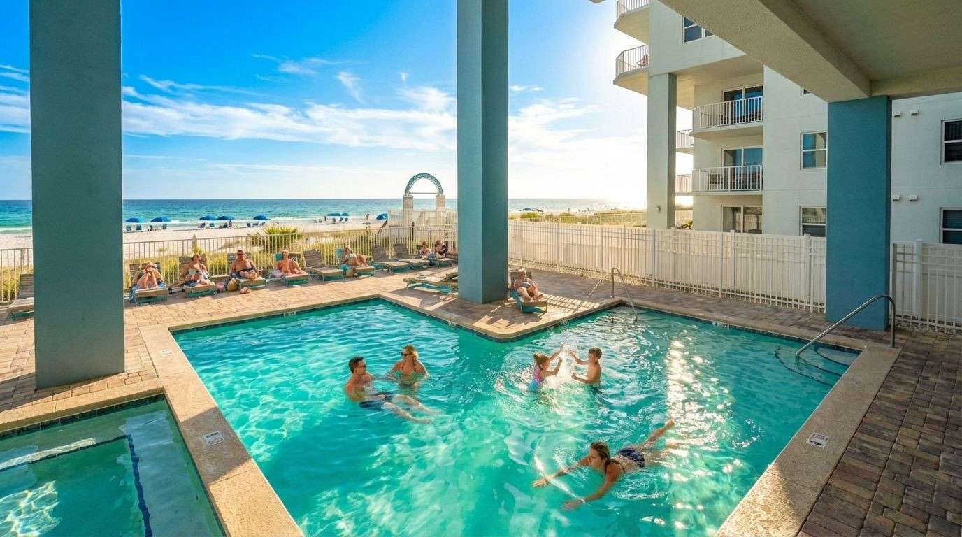 People at the pool in Grandview East Resort
