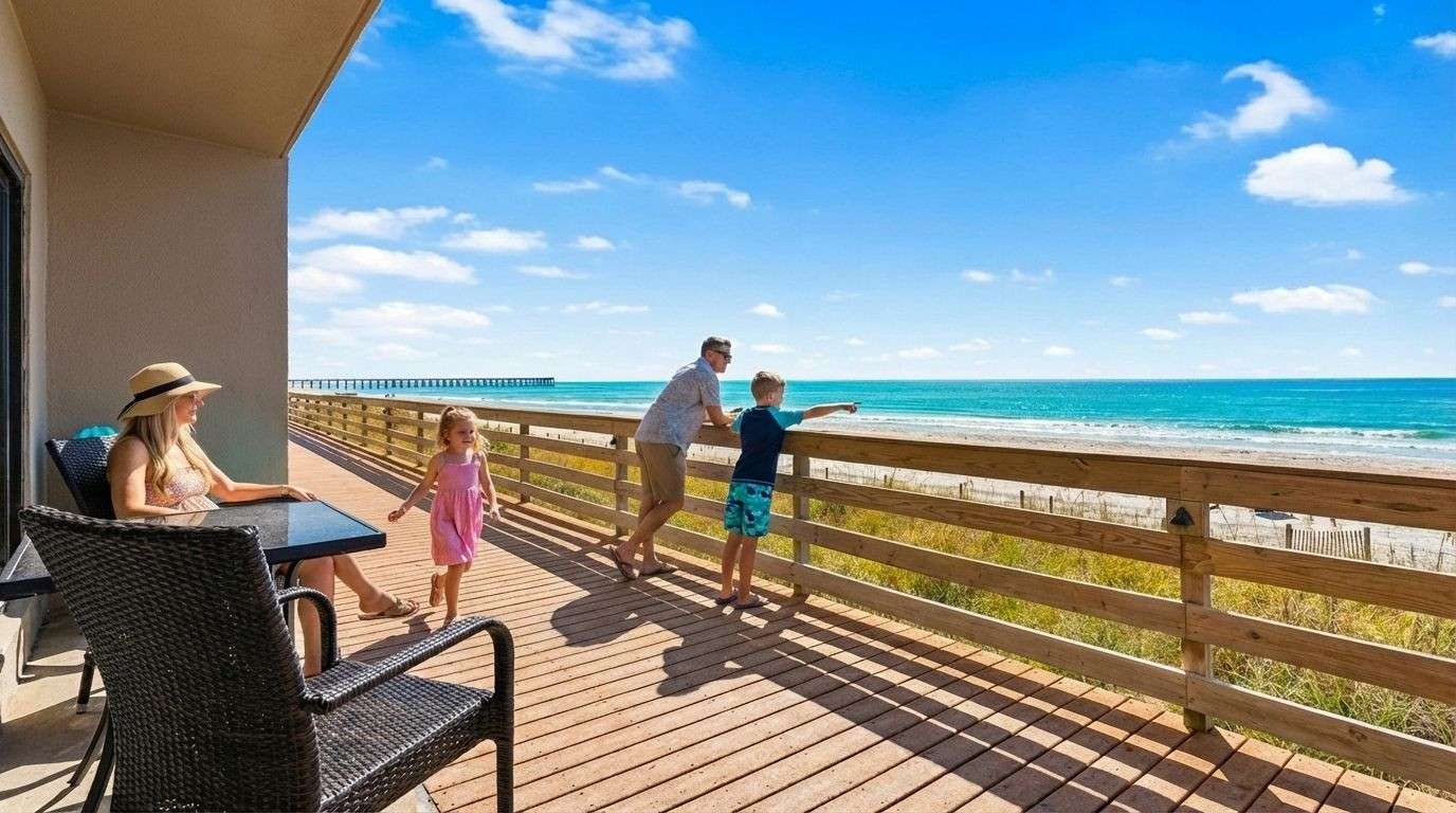 Family at Tidewater Beach Resort property balcony