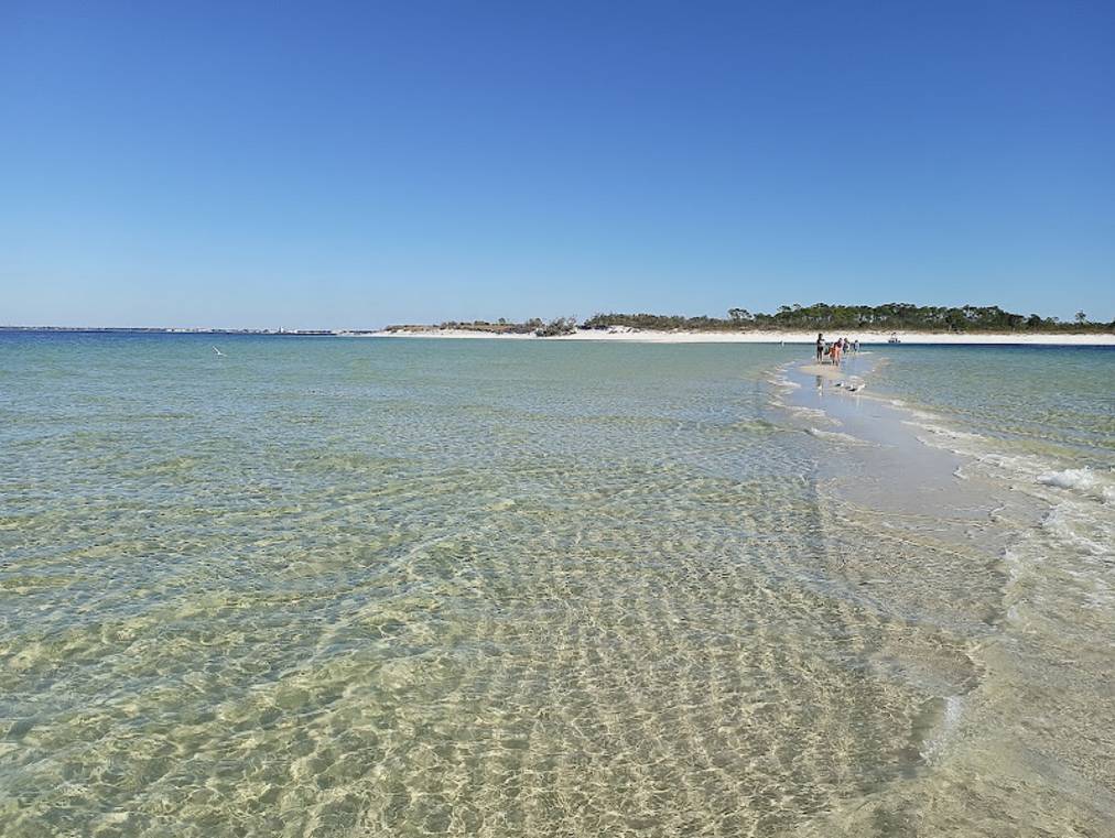 Shell Island white sand beach across from Panama City Beach