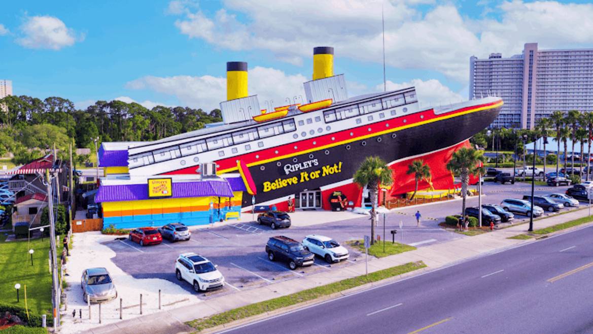 Iconic upside-down Ripley's Believe It or Not building on Front Beach Road, Panama City Beach